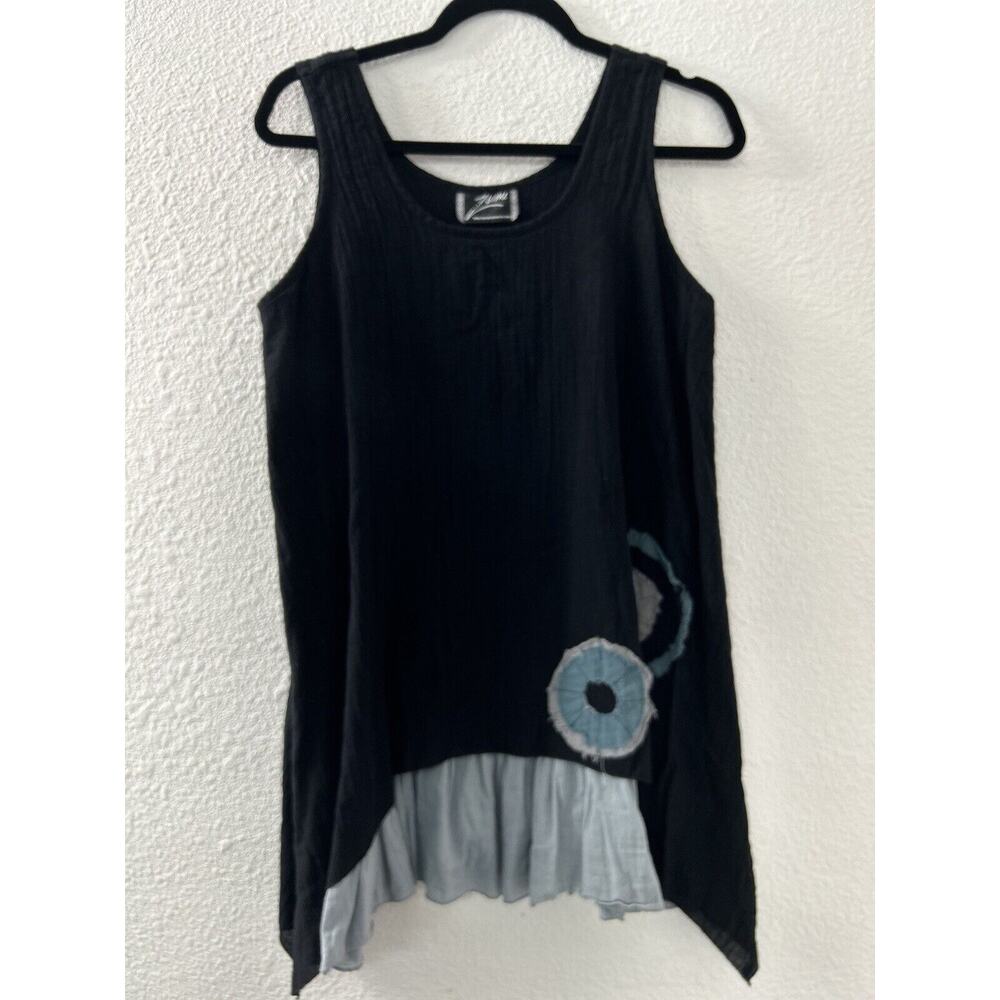 Zumi Top Womens Grey Sleeveless Tank Swing Layered Lagenlook Art Boho Asymmetric